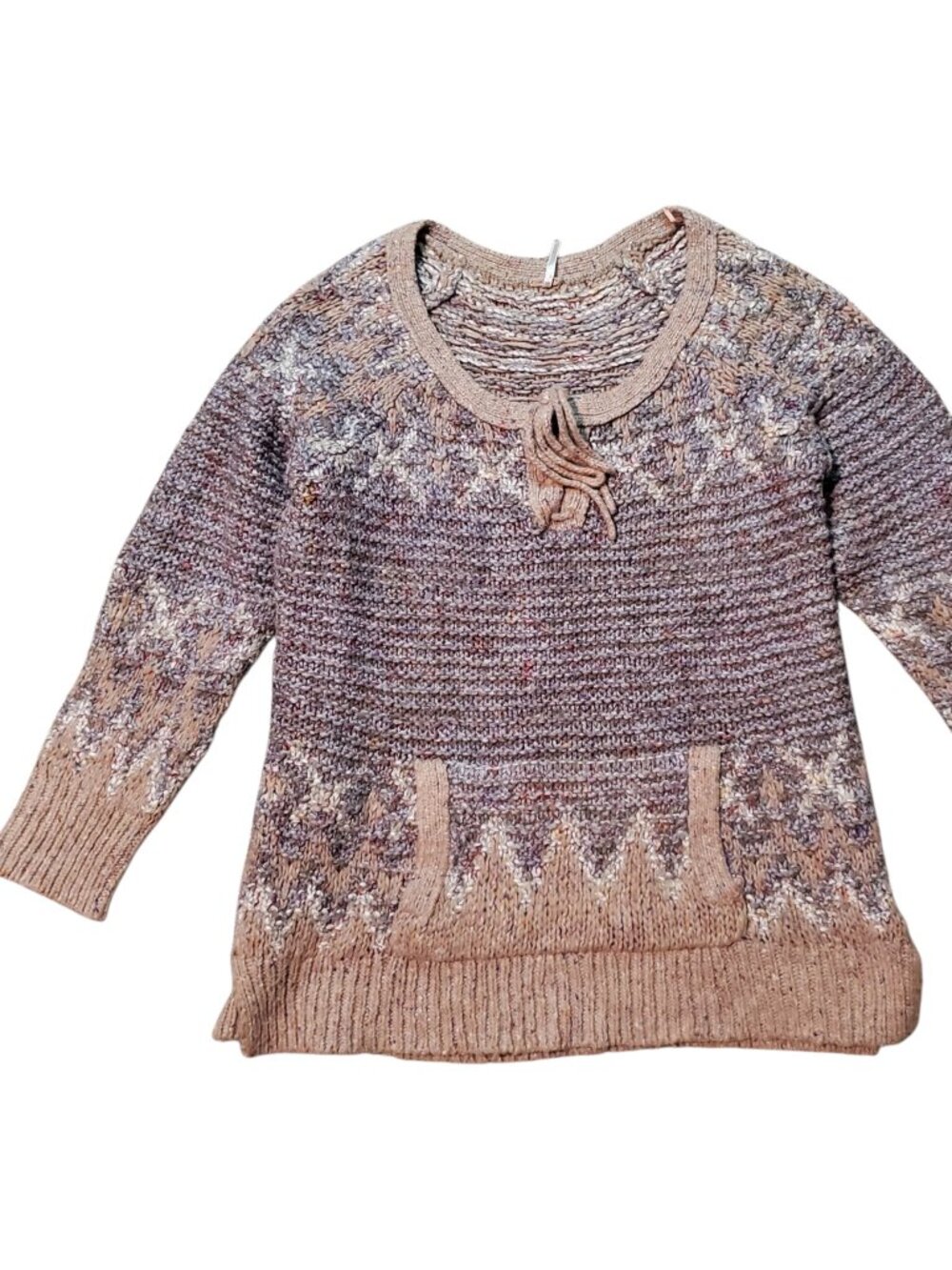 Free People Love Bug Fair Isle Woven Knit Cottagecore Sweater - Large